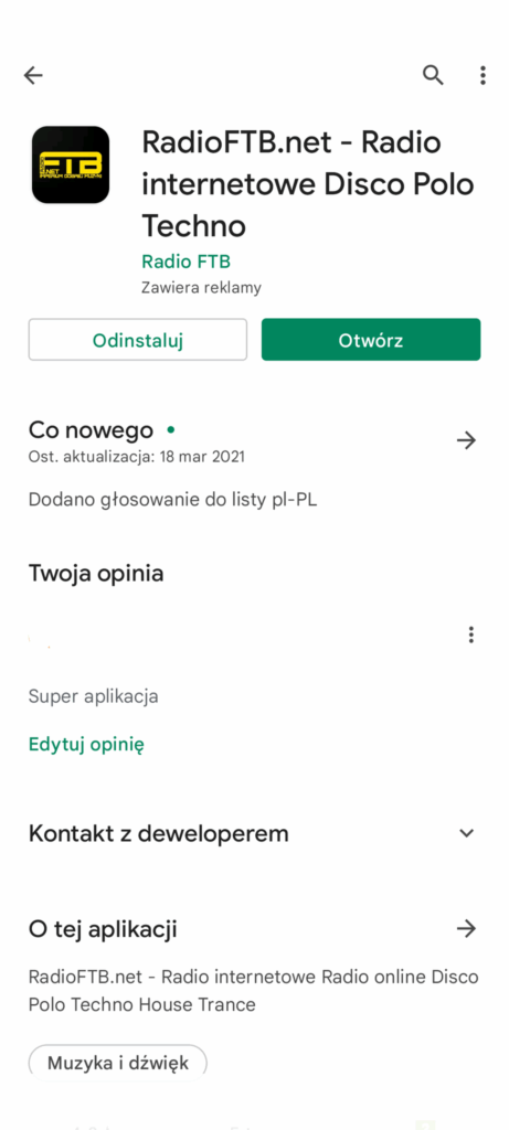 Radio FTB aplikacja Android